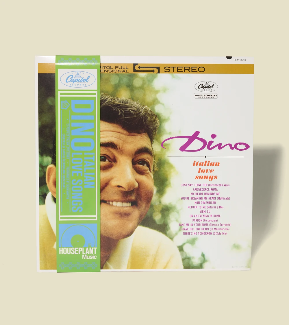 Dino: Italian Love Songs record sleeve with a green Houseplant obi-strip